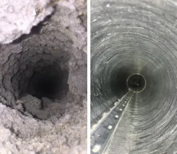 Before and after of a Yes We Clean vent cleaning job